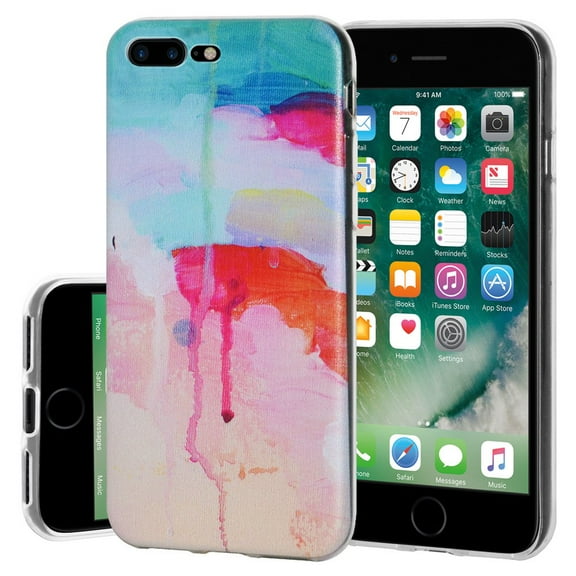 Premium Soft Gel Clear TPU Graphic Skin Case Cover for Apple iPhone 7 Plus - Abstract Watercolor Drip