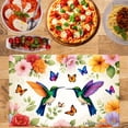 thumbnail image 2 of Joocar Hummingbird And Flower Pattern Linen Table Mats Set Of 4 For Home Kitchen Table Decor 12x18 inch, 2 of 5