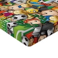 thumbnail image 2 of Ambesonne Football Emoji Fitted Sheet, Glory Soccer Artwork, Twin XL Size, Jade Green Multicolor, 2 of 3