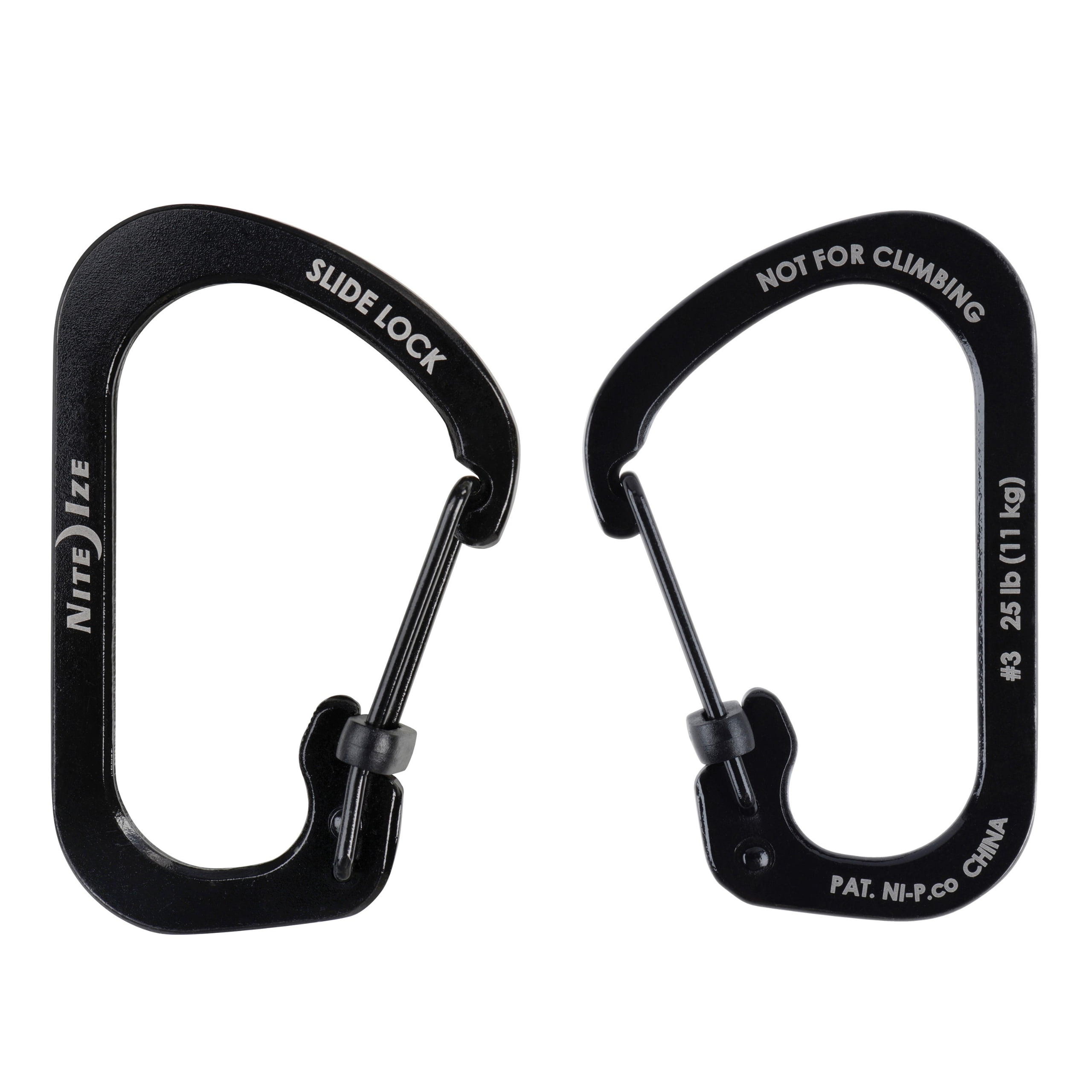 Nite Ize SlideLock Carabiner Stainless Steel - Key Holder Carabiner for Daily Use - Secure Keychain Organizer with Lock - Lockable Carabiner Fits Multiple Keys - Size 3, Black (4 Pack)
