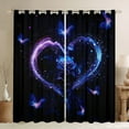 thumbnail image 1 of YST Rideaux Floraux Roses Bleues, Rideaux Cœur d'Amour Bleu Violet Occultants Cadeaux de Saint-Valentin pour Chambre de Couples, Rideaux Papillon Colorés Rideaux de Fenêtre Fleurs Romantiques 2 Panneaux 52"Lx84"H, 1 of 6