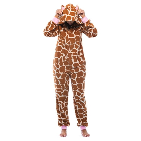 Just Love Adult Bodysuit with Animal Prints / Pajamas (Giraffe  X-Small)