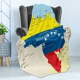 thumbnail image 4 of Venezuela Soft Flannel Fleece Throw Blanket, Colorful and Detailed Map Illustration Country Names and Regions Flag Colors, Cozy Plush for Indoor and Outdoor Use, 50" x 60", Multicolor, by Ambesonne, 4 of 5