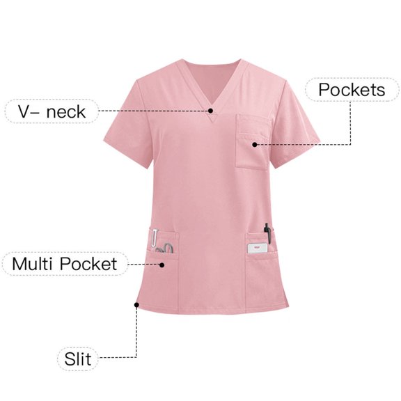 Ceisia Men's Unisex Solid V-Neck Short Sleeve Work Uniform Top Nurse Medical Scrub Tee with Chest Pocket Soft Comfortable Breathable Uniform Shirt Gifts for Father