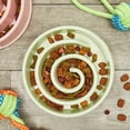 thumbnail image 2 of Cuenco interactivo para perros, plato para mascotas con alimentador lento en espiral, rosa y verde, 2 of 8