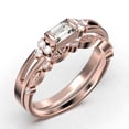 thumbnail image 3 of Classic Minimalist 1.50 Carat Baguette Cut Diamond Moissanite Engagement Ring, Split shank Wedding Ring in 925 Sterling Silver With 18k Rose Gold Plating Promise Ring, Bridal Rings Set, 3 of 4