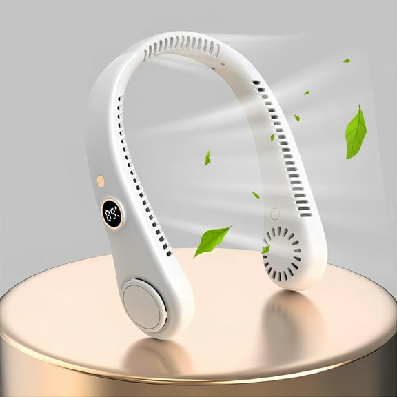New Portable Neck Fan, Hands Free Bladeless Fan,5 Speeds USB Powered Desk Fan Rechargeable Headphone Design Wearable Personal Fan