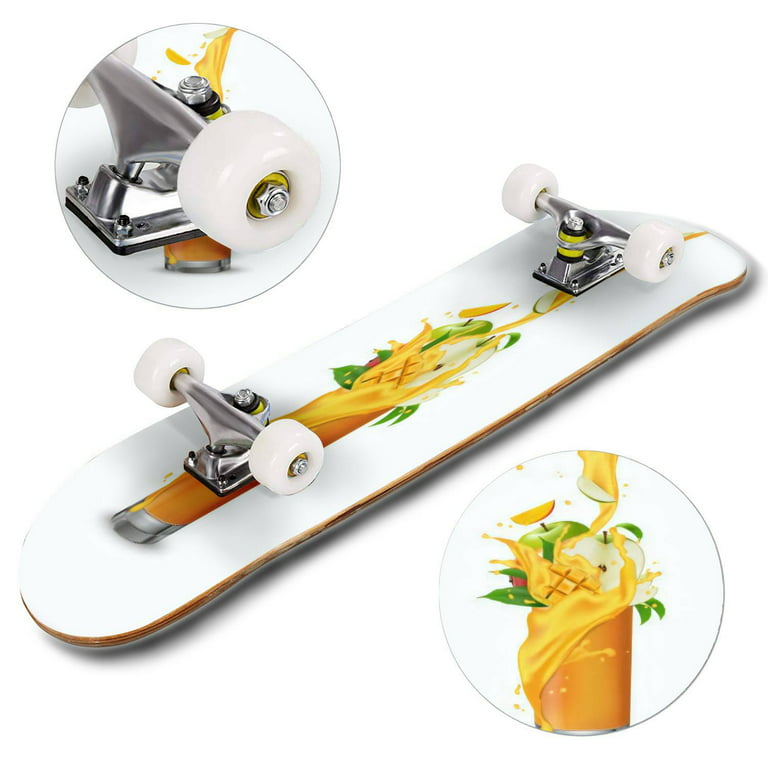 Magnetisch heerser informeel mango fruit cocktail splash swirl in the realistic glass 3d Outdoor  Skateboard Longboards 31"x8" Pro Complete Skate Board Cruiser - Walmart.com