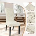 thumbnail image 3 of Fundas elásticas para sillas de comedor SearchI, juego de 4, color crema, jacquard, 3 of 8