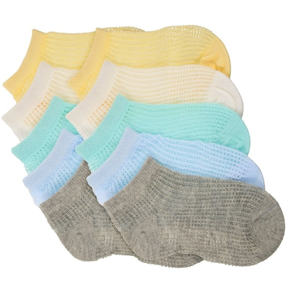 Raindrops 5 Pairs Baby and Toddler Breathable Ultra-Thin Mesh Low Cut Ankle Socks for Ages 1-3, Multi-Color Pack