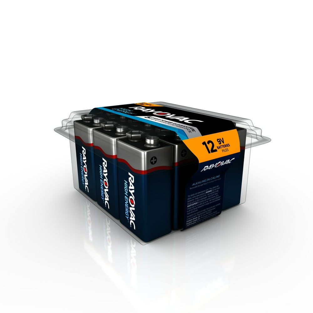 Rayovac High Energy 9V Batteries (12 Pack), Alkaline 9 Volt Batteries