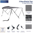 thumbnail image 2 of SavvyCraft™ 3 Bow Bimini Top Frame and Canvas, Gray 3 Bow 72" L 36" H 73" 78" W with Boot and Rear Poles, 2 of 8