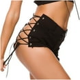 thumbnail image 5 of IROINNID Women's Summer Hollow Out Lace Up Nightclub Jeans Shorts, 5 of 6