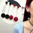 thumbnail image 2 of opvise Women Double Faux Fur Ball Long Dangle Earrings Banquet Jewelry Gift, 2 of 8