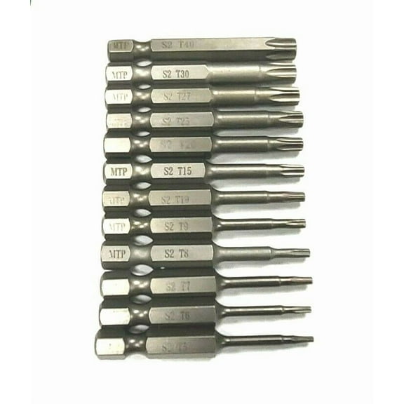 12 pcs Torx STAR Screwdriver 2" Bit 12PCS 1/4" Hex Shank S2 steel T5-T40 Star 6 point