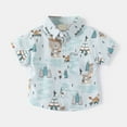 thumbnail image 4 of Boys 6t Shirts Cartoon Dinosaur Print Fashion Short Sleeve T-Shirt Button Down Preppy Tops Toddler Boy Clothes Blue,3-4 Years, 4 of 4