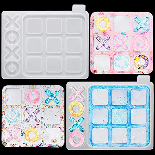 Resin Casting Tic Tac Toe Game Mold XO Silicone Resin Jewelry Making Mold Kit