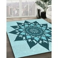 thumbnail image 2 of Ahgly Company Indoor Round Patterned Dark Cyan Green Area Rugs, 6' Round, 2 of 6