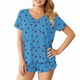 thumbnail image 4 of Goodtrade8 Womens Lounge Sets with Pocket Petite Printed Short Sleeve Casual Sleepwear V-Neck Womens Pj Tops, 4 of 8