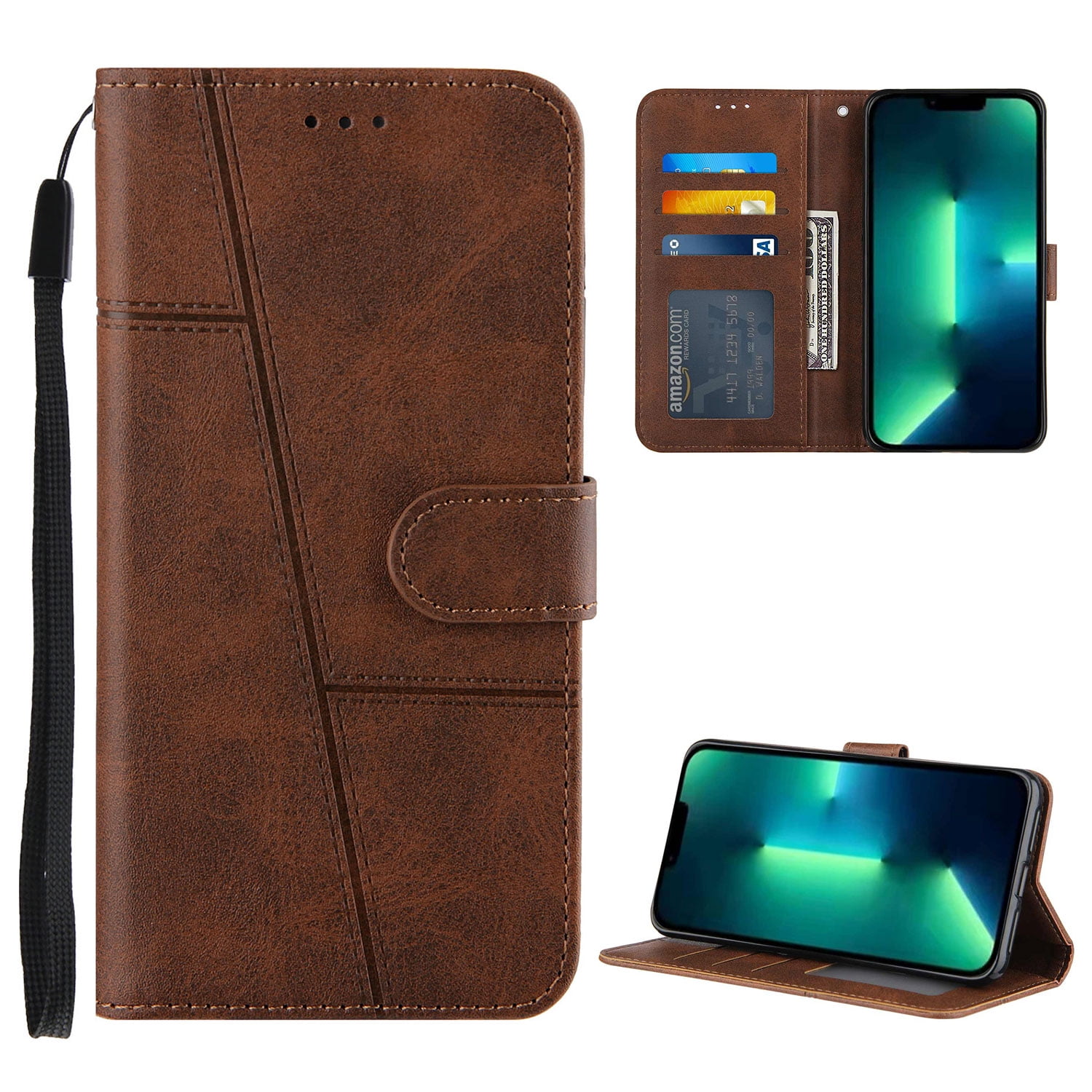 Compatible with Samsung Galaxy S20 Ultra Classic Wallet Case, and Lanyard PU Leather Flip Card Slots Holder Kickstand Cell Accessories Phone Cover for Samsung Galaxy S20 Ultra for Women Men, Brown