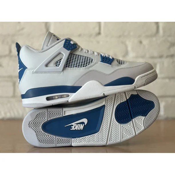 Ni - ke Ni - ke Air Jordan 4 Retro Military Industrial Blue Off White FV5029-141 Men Sz 3.5