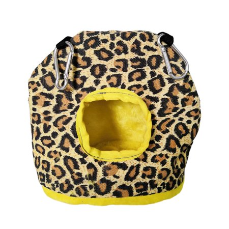 Soft Sleeping Bed Hanging Nest Swing Cradle Plush Cave Cage Birds Hammock for Chinchilla ,Cockatoo, Cockatiel ,Rats ,Pet Accessories - Leopard print