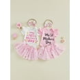 thumbnail image 3 of BemeyourBBs Newborn Baby Girl My First Mothers Day Outfits Letter Print Round Neck Short Sleeve Romper Floral Tulle Tutu Skirts Set Headband 3Pcs Infant Girl Spring Summer Clothes, 3 of 9