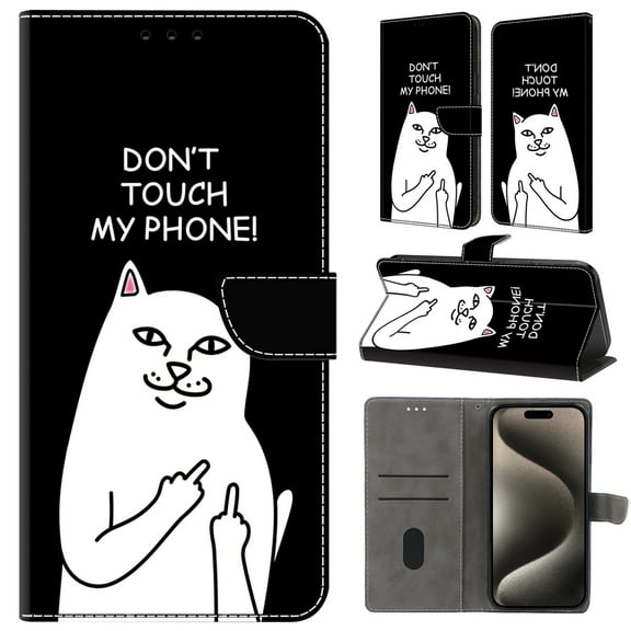 TECH CIRCLE For Google Pixel 7 Pro Case,Premium PU Leather Funny Pattern Flip Wallet Case Cover with Card Slots Kickstand Women Girls Case for Google Pixel 7 Pro 6.7" 2023,Don't Touch