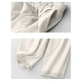 thumbnail image 3 of Fashion Olyvenn Womens Summer Cotton Linen Palazzo Pants Casual High Waisted Drawstring Wide Leg Long Lounge Trousers with Pockets White XXL, 3 of 6