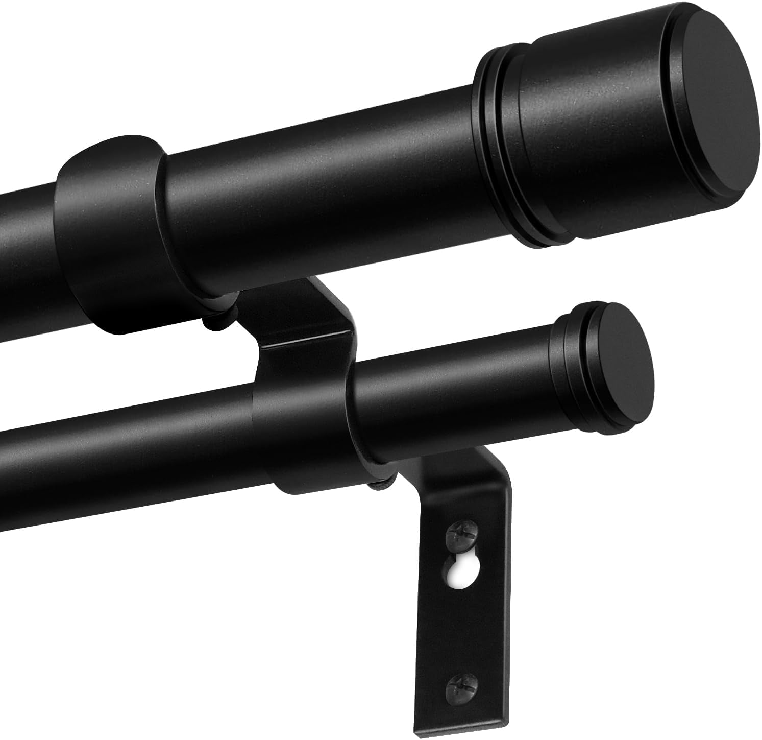 Double Curtain Rod 66 to 120 Inch,  1 Inch Heavy Duty Double Curtain Rods for Windows 54 to 116 Inches(4.5-9.6 ft), Telescoping Drapery Rod with Simple End Finials, Bronze