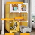 thumbnail image 3 of Qiyester Integrated Cat House - Home Indoor Cat Cage with Cat Nest Cat Litter Box One Bedroom One Bathroom Cat Villa Cat House, yellow, 3 of 7