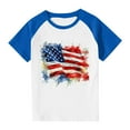 thumbnail image 7 of MKOSPLRT American Flag Shirt Toddler Kids Boys Girls Patriotic Short Sleeve Raglan Shirts Crew Neck Red White and Blue Tee Shirts 3-14Y, 7 of 7