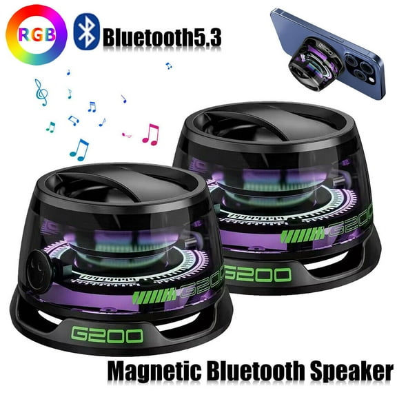 NefLaca Magnetic G200 Bluetooth Speaker Mini Wireless RGB Lights Portable Phone Holder Waterproof Portable Speaker for Shower, Outdoor Cycling, Multi-RGB Color Black