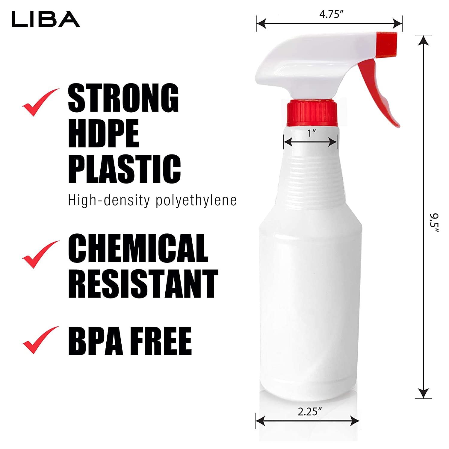  Spray Bottle 16 Ounce 4-Pack - Heavy-Duty, BPA-Free Plastic  Spray Bottles For Cleaning, Gardening, Auto Detailing - Leak-Proof,  Adjustable Nozzle Mist Or Soak, Chemical Resistant, Made In USA