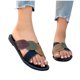 thumbnail image 4 of Mujeres Zapatos Negros Estilo Hoja Patchwork Sandalias, Zapatos Negros Planos Más Tamaño Bloque de Color Peep Toe Playa Verano, 4 of 9