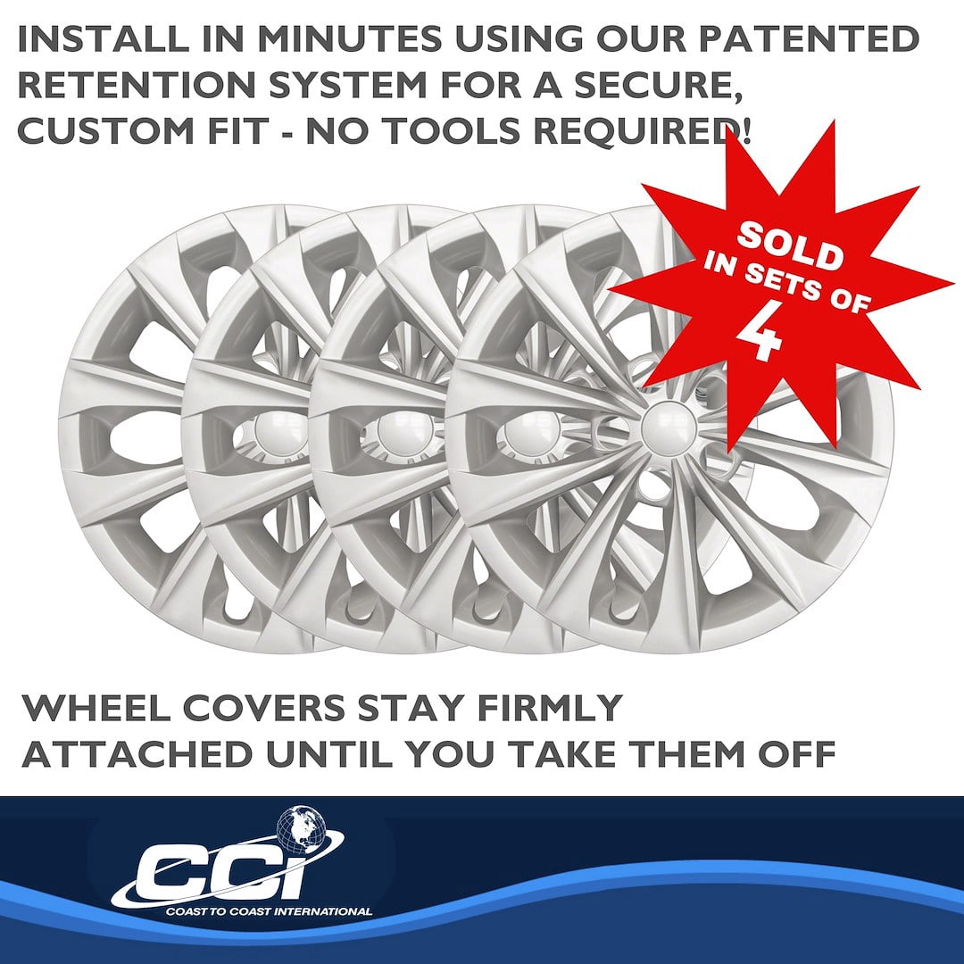 Coast to Coast International 16'' Wheel Covers Plastic Silver fits Toyota Camry 2015 - 2017, 4 Pack