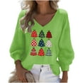 thumbnail image 2 of Craaazy Christmas Womens Shirts Christmas Printed Long Sleeve V Neck Fashion Clothing Xmas Womens Tops Gifts, 2 of 3