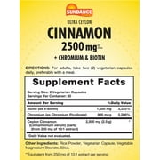Ultra Ceylon Cinnamon 2500mg | 60 Capsules | With Chromium and Biotin | by Sundance