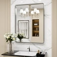 thumbnail image 2 of Anyrose 24X36 Inch Brushed Nickel Bathroom Mirror, Rounded Rectangle Metal Frame Mirror, Brushed Nickel, Anti-Rust Silver, 2 of 4