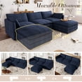 thumbnail image 4 of Muumblus Sectional Cloud Couch with Reversible Ottoman, L-Shaped Chenille Sofa for Living Room, Navy Blue, 4 of 9