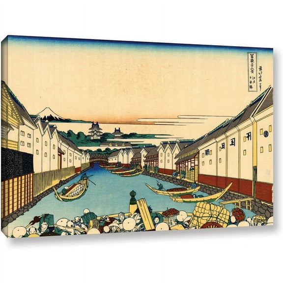ArtWall Katsushika Hokusai "Nihonbashi Bridge in Edo" Gallery-Wrapped Canvas