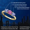 thumbnail image 2 of Gem Stone King 18K Yellow Gold Plated Silver Pink Created Sapphire and Blue Tanzanite Engagement Ring for Women | 1.47 Cttw | Round 5MM | Gemstone September Birthstone | Size 8, 2 of 6