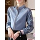 thumbnail image 2 of H Han Queen-Blusa de gasa con estampado Vintage para mujer, camisa informal de manga larga, elegante, Simple, coreana, nueva, 2 of 4