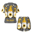 thumbnail image 6 of "Wukai Bee Kind Women's Pajama Set - Short-Sleeve Top and Shorts with Elastic Waistband and Pockets for Loungewear, Yoga, and Casual Wear-Large, 6 of 8