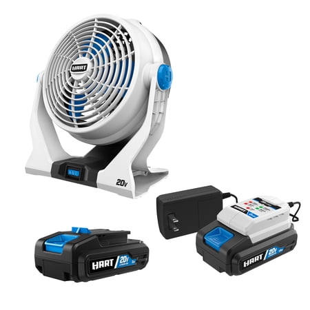 HART 2-pack 20-Volt 2Ah Batteries and 7.5-inch Fan Bundle
