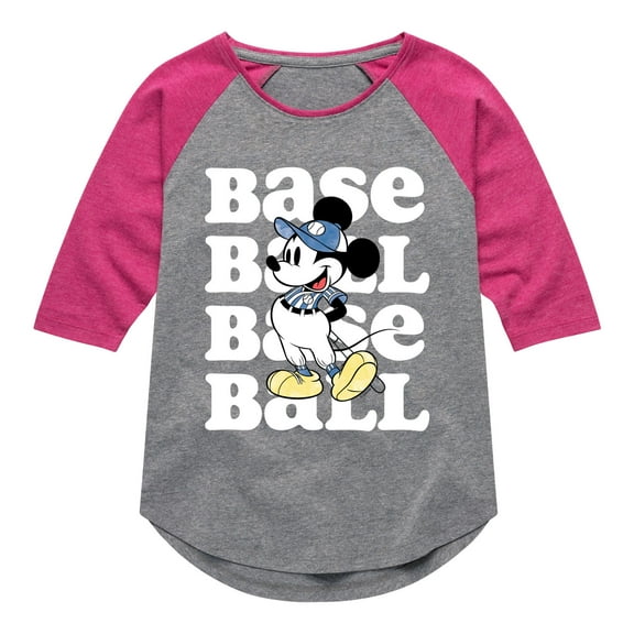 Mickey & Friends - Baseball Mickey - Toddler And Youth Girls Raglan Graphic T-Shirt