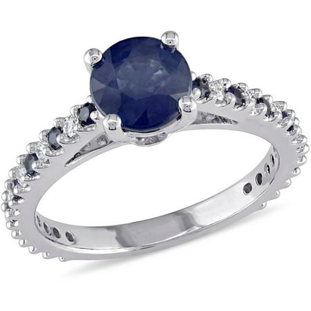 Tangelo 1-1/2 Carat T.G.W. Sapphire and 1/5 Carat T.W. Diamond 14kt White Gold Engagement Ring
