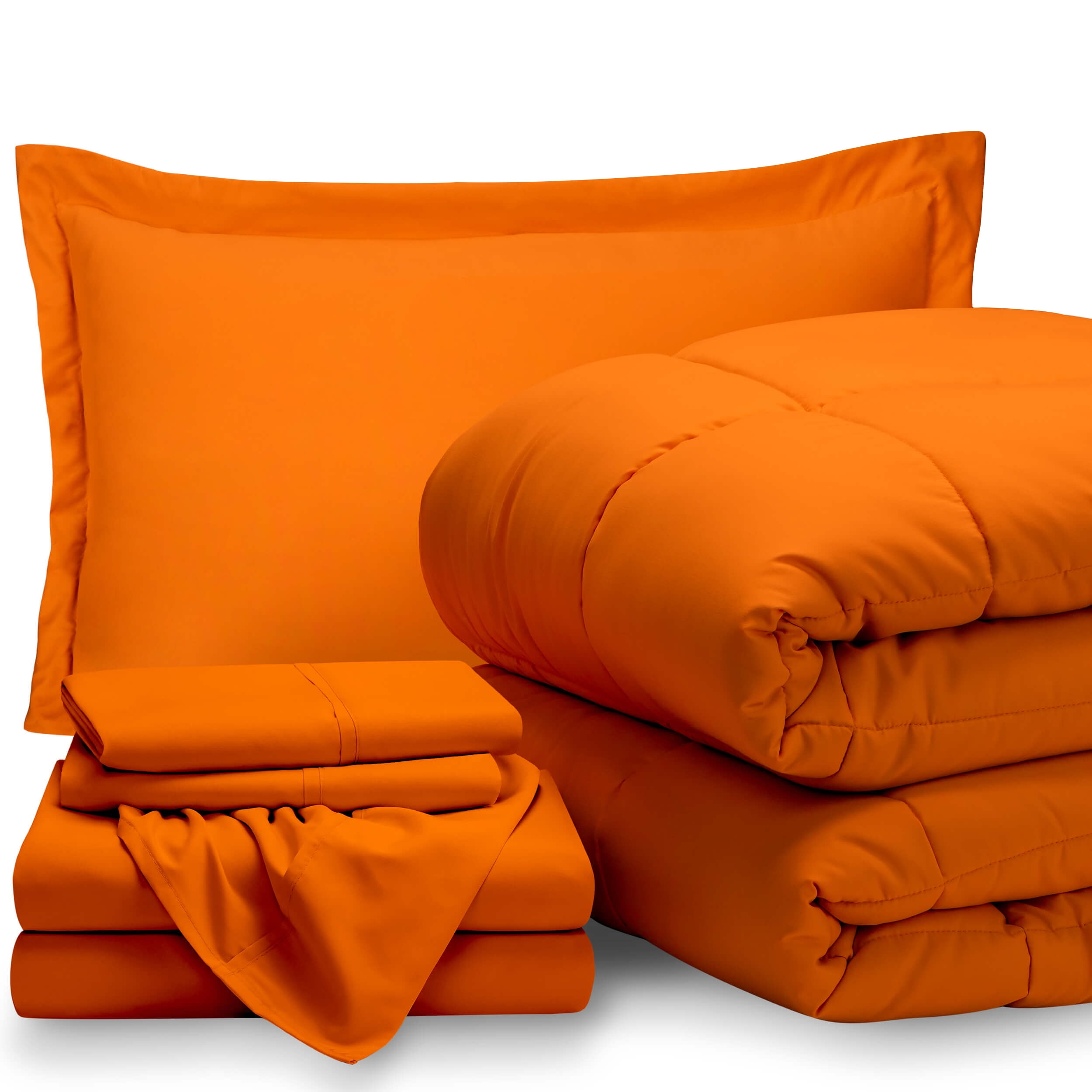 Bare Home 5Piece BedInABag Twin XL Set Orange, Sheet