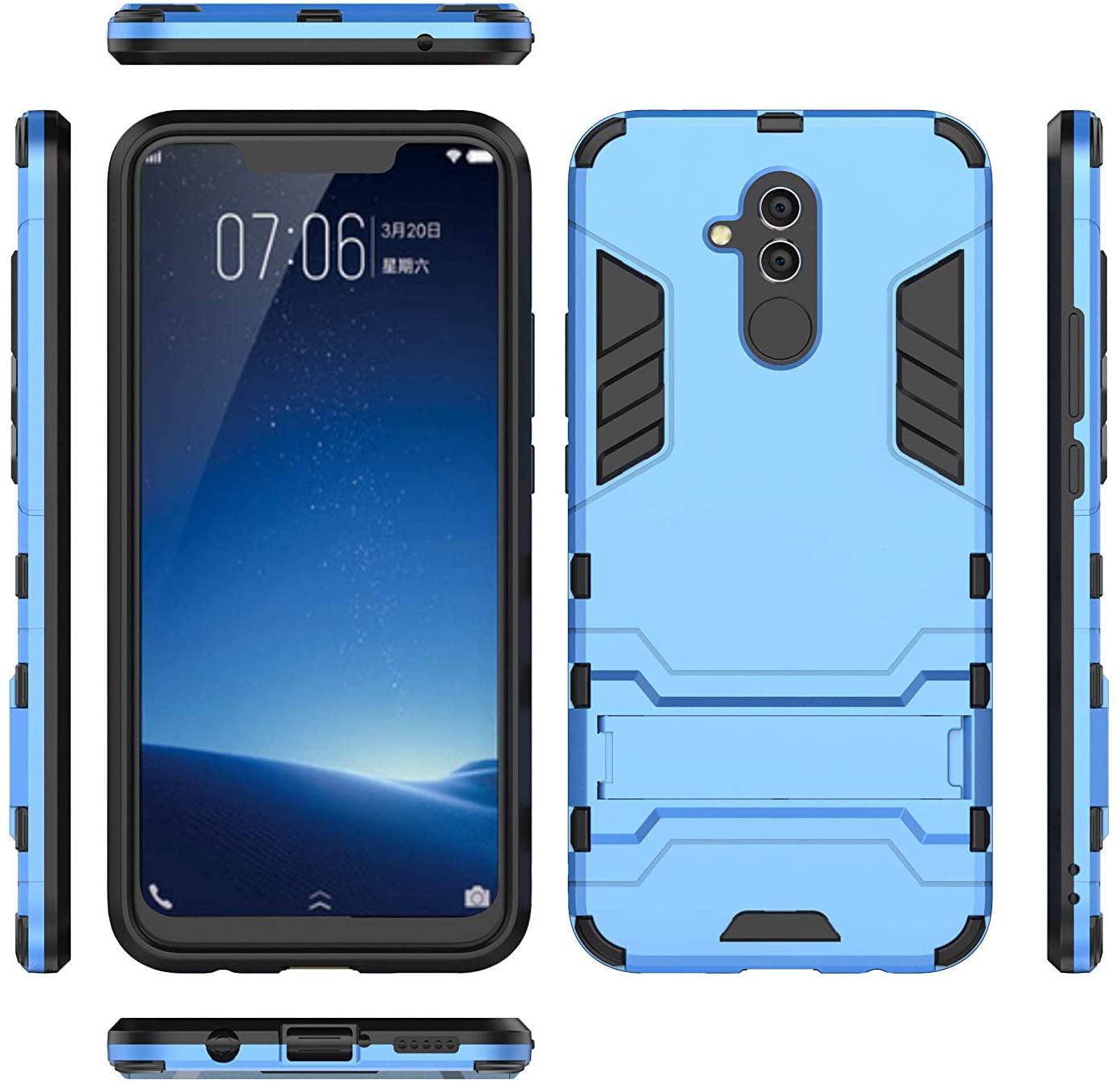 2 in 1 Shockproof with Kickstand Feature Hybrid Dual Layer Armor Defender Protective Cover 7.2 inch Red Case for Huawei Mate 20X