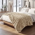 thumbnail image 3 of Regal Living Soft Plush Faux Fur Fuzzy Throw, Cream Taupe, 50" x 60", 3 of 9